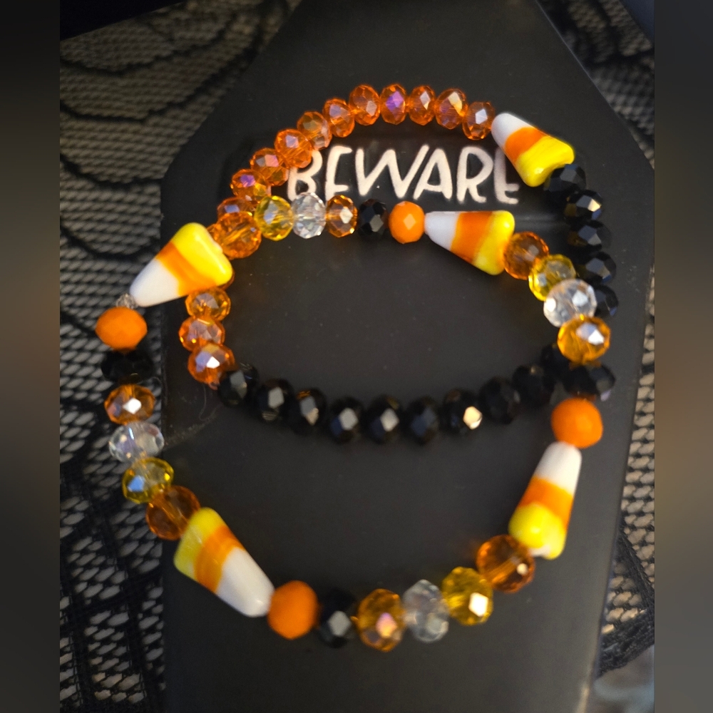 Glass Crystals/Beads Candy Corn Bracelets set of 2!